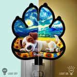 Custom Starry Night Wood And Acrylic Night Light - Personalized Pet Memorial Sympathy Gifts For Dogs - Forever Loved Never Forgotten