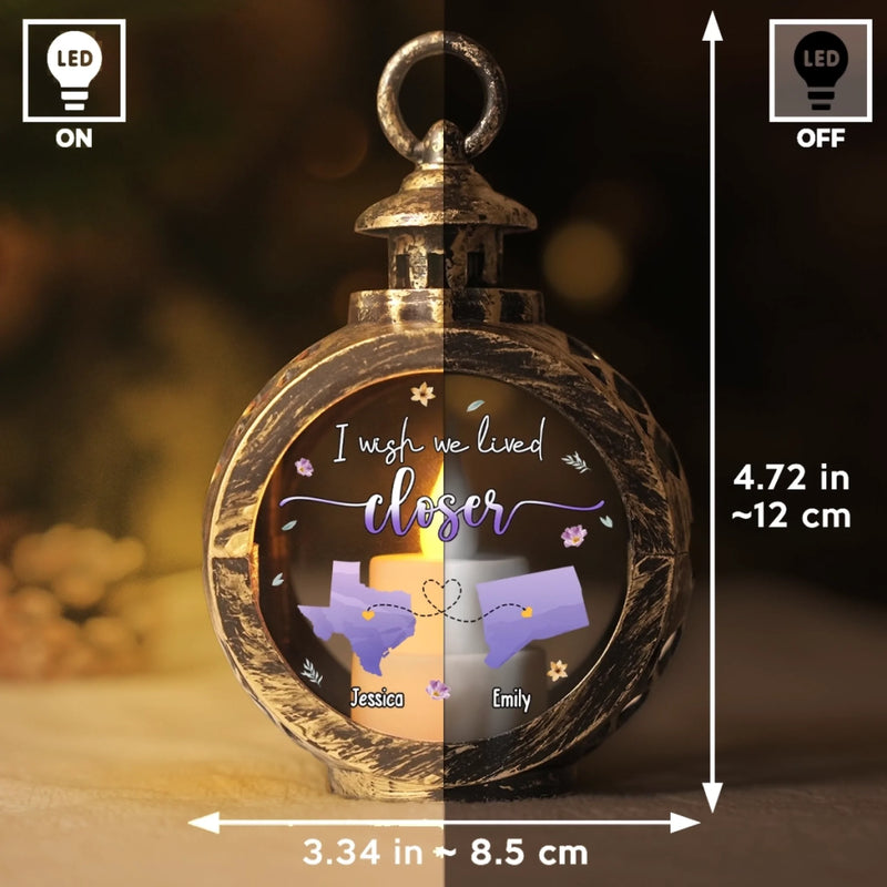 Custom Long Distance Candlelight Lantern Ornament -  Personalized Best Friend Christmas Birthday Gifts For Women, Besties, Sisters, BFF - Bestie Bonds Glow Through Time