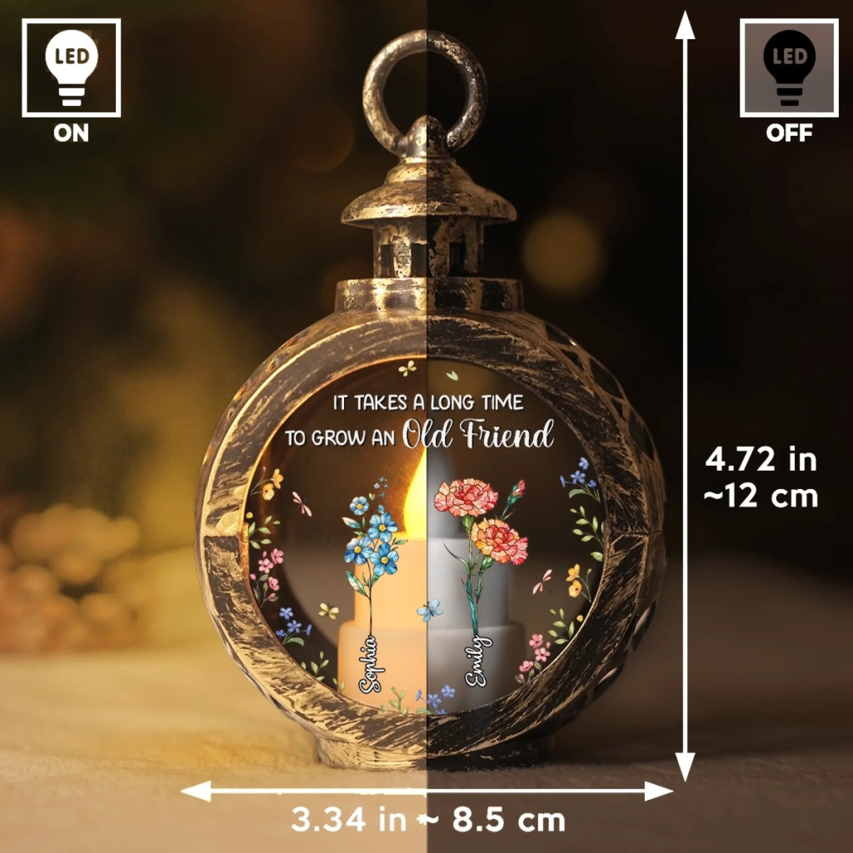 Custom Candlelight Lantern Ornament - Personalized Best Friend Christmas Birthday Gifts For Women Besties Sisters Bff Bestie Bonds Bloom Like Flowers