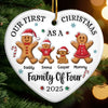 Custom First Christmas Ceramic Ornament - Personalized Christmas Birthday - Gifts For Mom, Dad, Brother, Sister, Kids - Gingerbread Hearts Warm The Home