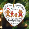 Custom First Christmas Ceramic Ornament - Personalized Christmas Birthday - Gifts For Mom, Dad, Brother, Sister, Kids - Gingerbread Hearts Warm The Home