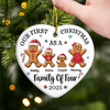 Custom First Christmas Ceramic Ornament - Personalized Christmas Birthday - Gifts For Mom, Dad, Brother, Sister, Kids - Gingerbread Hearts Warm The Home