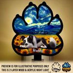 Custom Starry Night Wood And Acrylic Night Light - Personalized Pet Memorial Sympathy Gifts For Dogs - Forever Loved Never Forgotten