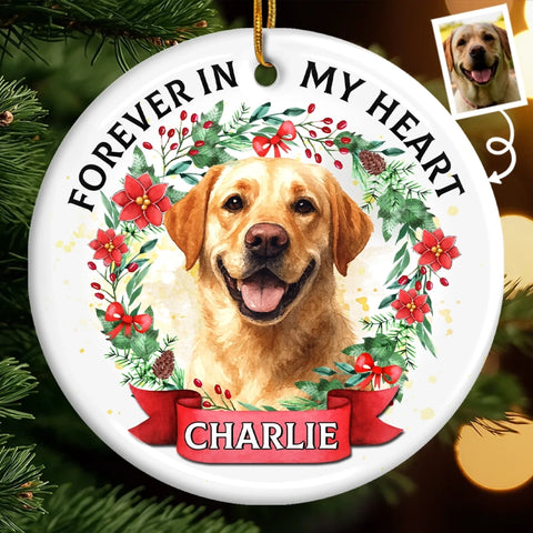 Custom Photo Ceramic Ornament - Personalized Pet Christmas Memorial Sympathy Gifts For Dogs, Cats - Love Lives On With Gentle Whiskers