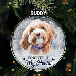 Custom Photo Acrylic Ornament - Personalized Pet Christmas Memorial Sympathy Gifts For Dogs, Cats - Always By My Side In Spirit