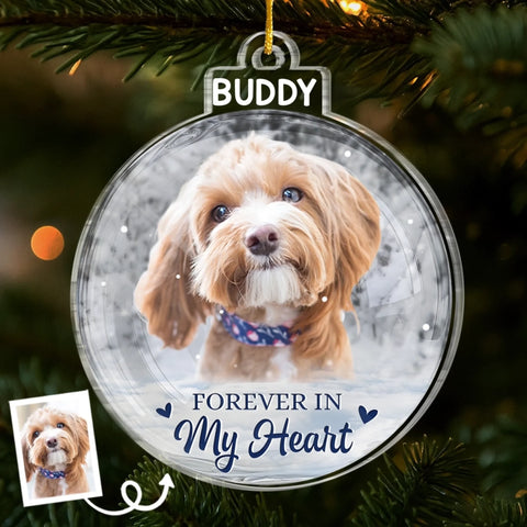 Custom Photo Acrylic Ornament - Personalized Pet Christmas Memorial Sympathy Gifts For Dogs, Cats - Always By My Side In Spirit