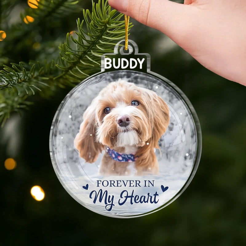 Custom Photo Acrylic Ornament - Personalized Pet Christmas Memorial Sympathy Gifts For Dogs, Cats - Always By My Side In Spirit