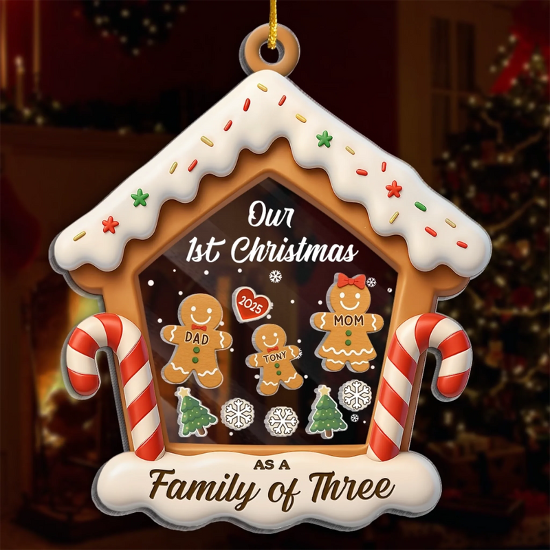 Custom First Christmas 3 Layers Shaker Ornament - Personalized Christmas Birthday Gifts For Mom, Dad, Brother, Sister, Kids - The Gift Of Family Love