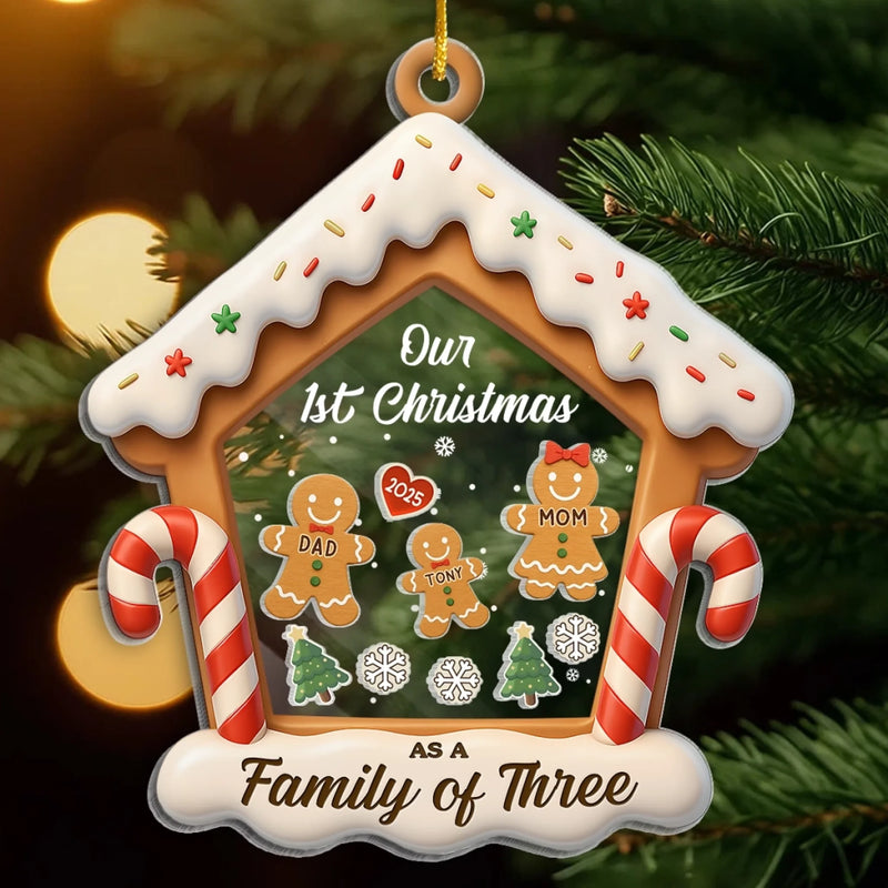Custom First Christmas 3 Layers Shaker Ornament - Personalized Christmas Birthday Gifts For Mom, Dad, Brother, Sister, Kids - The Gift Of Family Love