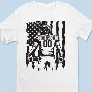 Custom Football Player T-shirt, Hoodie - Personalized Birthday Football Gifts For American Football Players, Football Lovers, NFL Fans - American Football With Flag