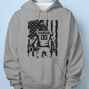 Custom Football Player T-shirt, Hoodie - Personalized Birthday Football Gifts For American Football Players, Football Lovers, NFL Fans - American Football With Flag