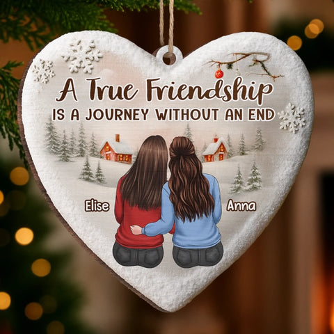 Custom Wood Ornament - Personalized Best Friend Christmas Birthday Gifts For Women, Besties, Sisters, BFF - Merry Moments Together