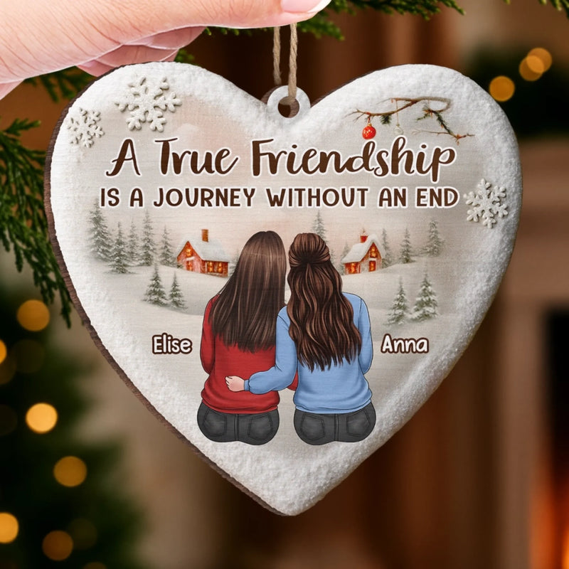 Custom Wood Ornament - Personalized Best Friend Christmas Birthday Gifts For Women, Besties, Sisters, BFF - Merry Moments Together