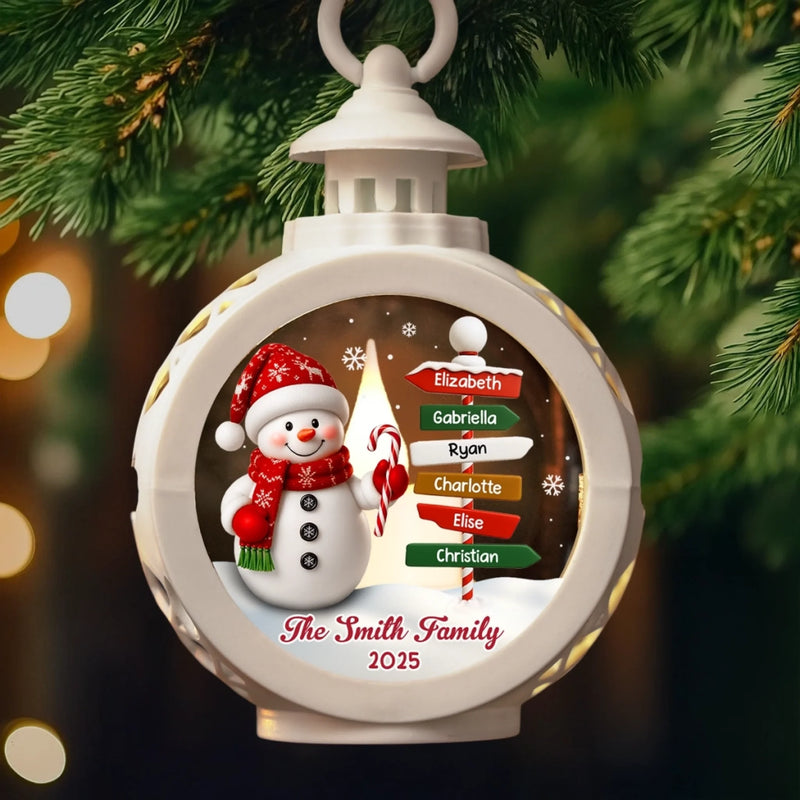Custom Snowman Candlelight Lantern Ornament -  Personalized Christmas Birthday Gifts For Mom, Dad, Brother, Sister, Kids - Togetherness Makes Life Shine Bright