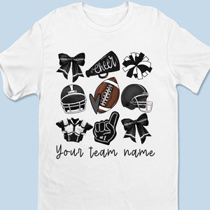 Custom Football Cheer Mom T-shirt, Hoodie - Personalized Birthday Football Gifts For American Football Players, Cheerleader, Football Lovers, Football Mom, Football Grandparent, - American Football Coquette Bow Team