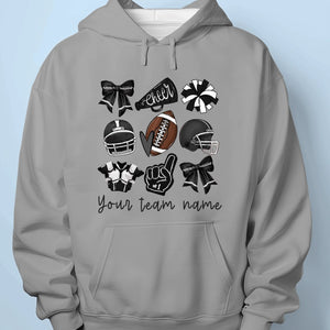 Custom Football Cheer Mom T-shirt, Hoodie - Personalized Birthday Football Gifts For American Football Players, Cheerleader, Football Lovers, Football Mom, Football Grandparent, - American Football Coquette Bow Team