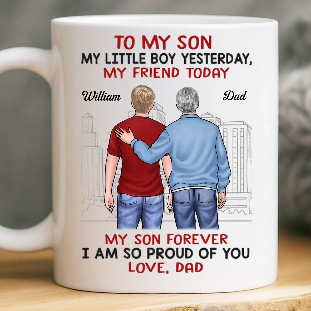 Custom Mug - Personalized Birthday Gifts For Mom, Dad, Daughter, Son - Forever My Hero, Dad