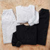 Custom Unisex Embossed Sweatshirt and Joggers Sets - Personalized Anniversary Wedding Gifts For Husband And Wife, Him And Her - Matching Vibes, Matching Hearts