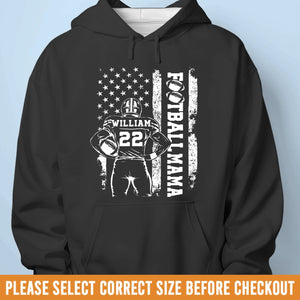 Custom Senior Football Mom T-shirt, Hoodie - Personalized Birthday Football Gifts For Mom, Football Lovers, NFL Fans, Sport Lovers - Football Mama With Flag