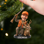 Custom Photo Acrylic Ornament - Personalized Christmas Birthday Hunting Gifts For Hunters - Hunting Gear Meets Holiday Cheer