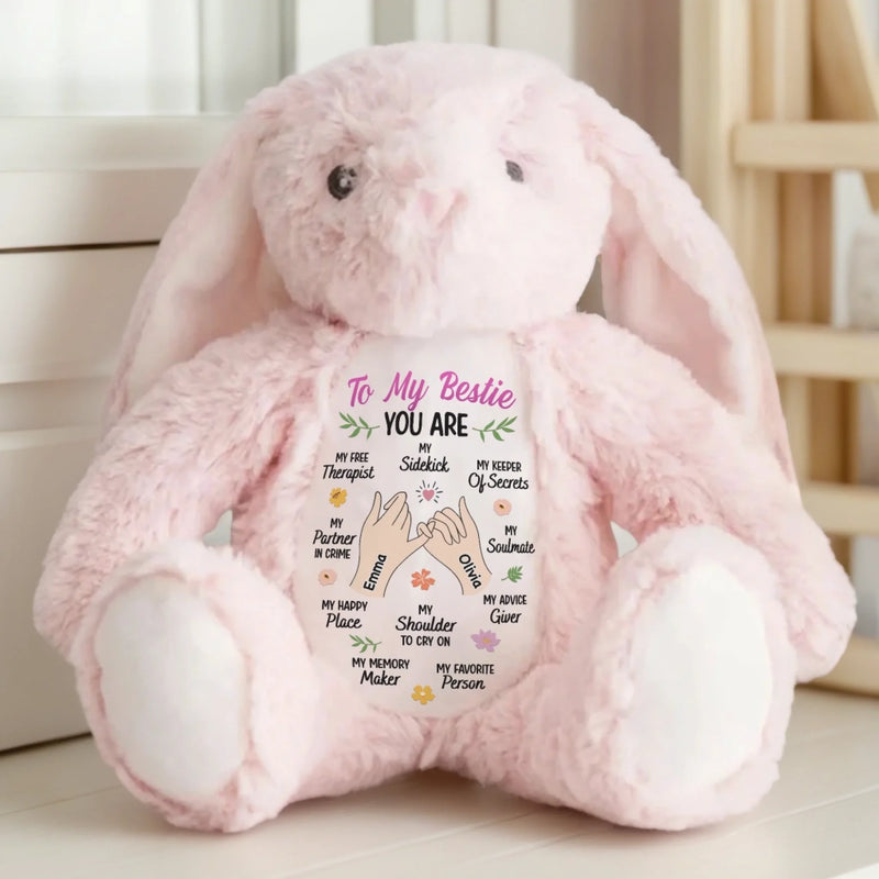 Custom Easter Bunny Plush - Personalized Best Friend Christmas Birthday Gifts For Women, Besties, Sisters, BFF - You Make My Heart Hop