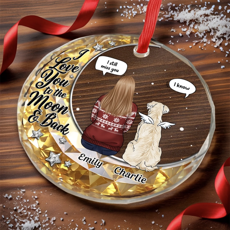 Custom Circle Glass Ornament -  Personalized Pet Christmas Memorial Sympathy Gifts For Dogs - Forever Loved Never Forgotten
