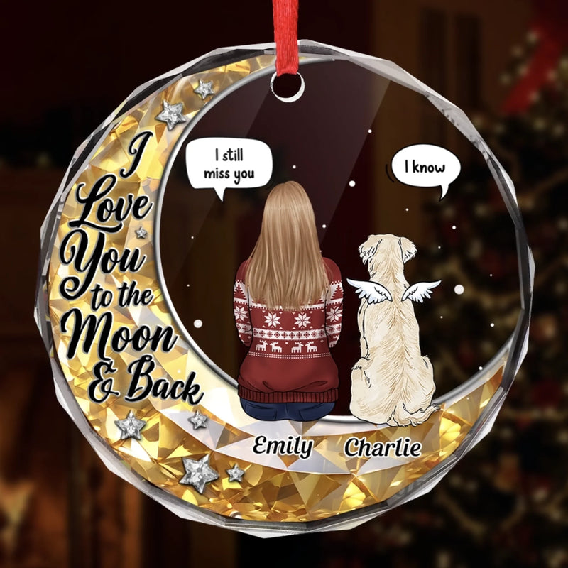 Custom Circle Glass Ornament -  Personalized Pet Christmas Memorial Sympathy Gifts For Dogs - Forever Loved Never Forgotten