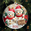 Custom Snowman Acrylic Ornament - Personalized Anniversary Christmas Wedding Gifts For Husband And Wife, Him And Her - Snow Couple, Snow Love