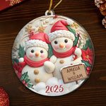 Custom Snowman Acrylic Ornament - Personalized Anniversary Christmas Wedding Gifts For Husband And Wife, Him And Her - Snow Couple, Snow Love