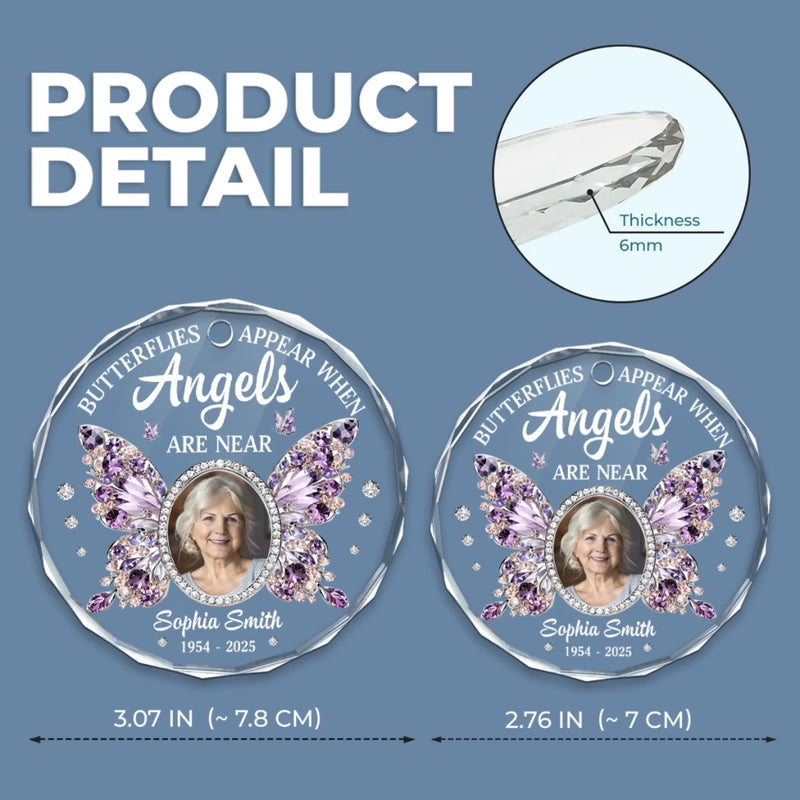 Custom Photo Circle Glass Ornament - Personalized Christmas Memorial Sympathy Gifts For Loss Of Mom, Dad - Always With Us In Spirit