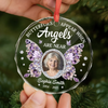 Custom Photo Circle Glass Ornament - Personalized Christmas Memorial Sympathy Gifts For Loss Of Mom, Dad - Always With Us In Spirit
