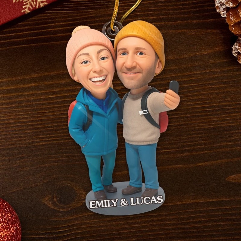 Custom Photo Acrylic Ornament - Personalized Christmas Birthday Camping Gifts For Campers, Husband And Wife, Him And Her - Under The Stars We Wander