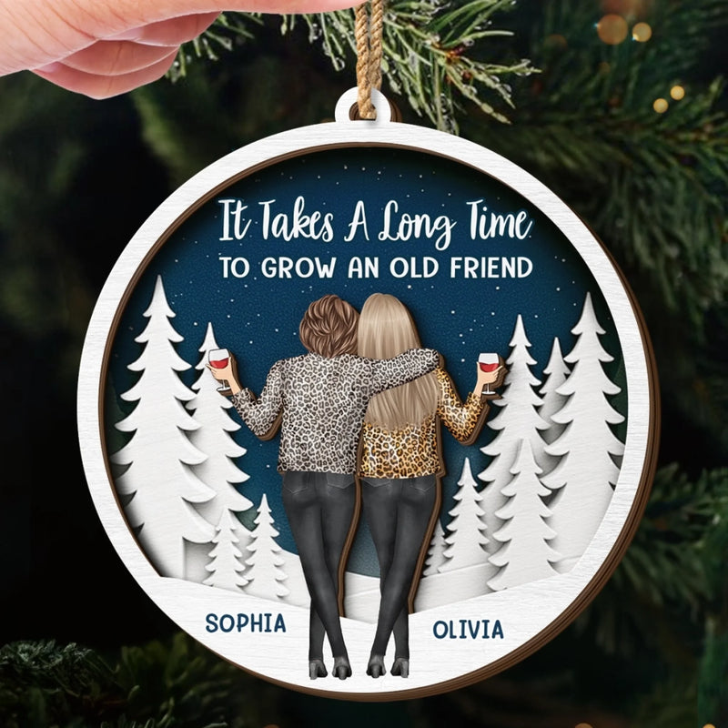 Custom Double Layer Wooden Ornament - Personalized Best Friend Christmas Birthday Gifts For Women, Besties, Sisters, BFF - Friendship Lights My Holiday