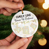 Custom Long Distance Ceramic Ornament - Personalized Christmas Birthday Gifts For Mom, Dad, Brother, Sister, Kids - Love Stays Close Across Miles
