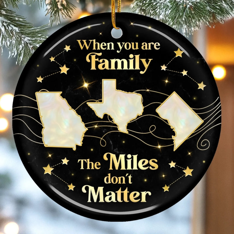 Custom Long Distance Ceramic Ornament - Personalized Christmas Birthday Gifts For Mom, Dad, Brother, Sister, Kids - Distance Fades Where Hearts Connect