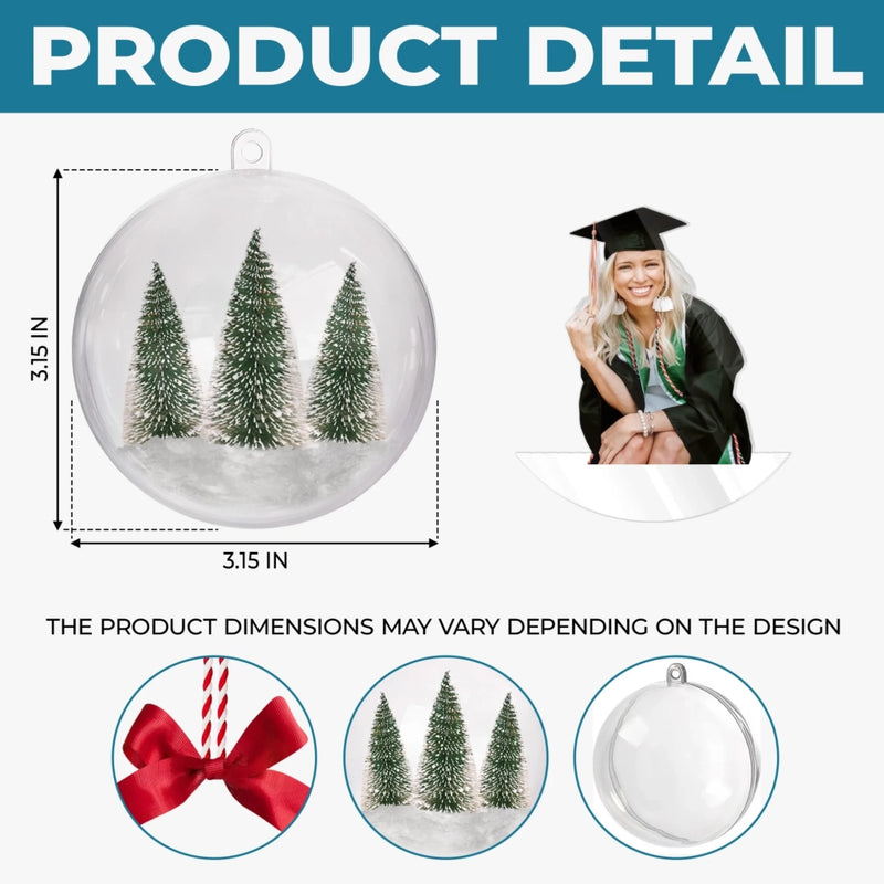 Custom Photo 3D Acrylic Ball Ornament - Personalized Christmas Graduation Gifts For Him, Her - Sleighing Graduation Day