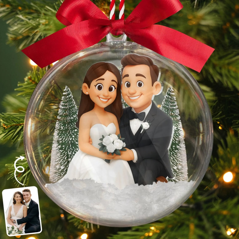 Custom Photo 3D Acrylic Ball Ornament - Personalized Anniversary Christmas Wedding Gifts For Husband And Wife, Him And Her - Sparkle Of Forever