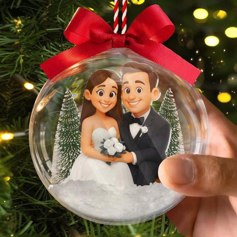 Custom Photo 3D Acrylic Ball Ornament - Personalized Anniversary Christmas Wedding Gifts For Husband And Wife, Him And Her - Sparkle Of Forever