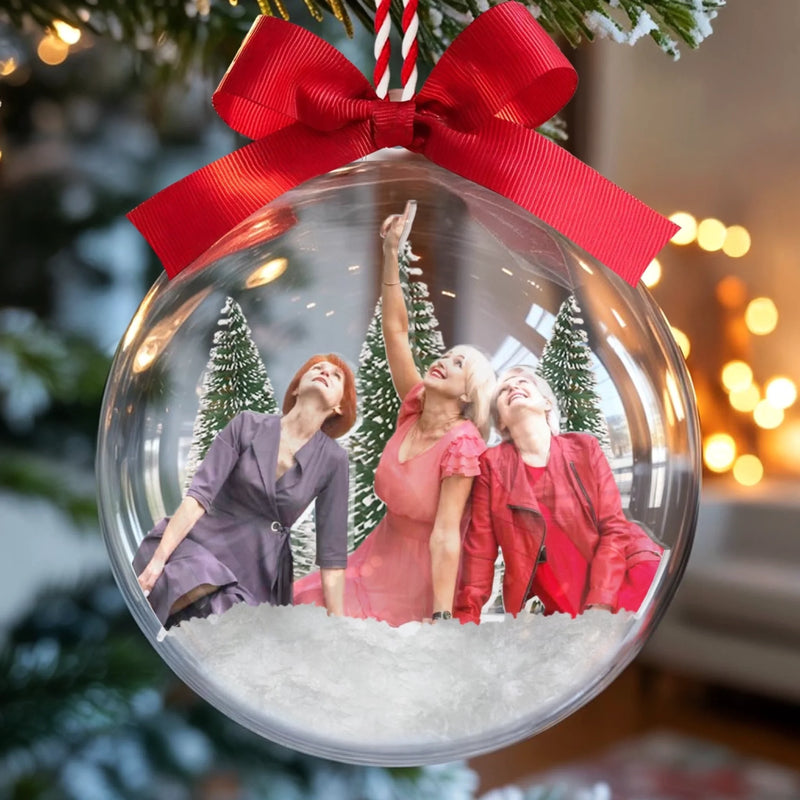 Custom Photo 3D Acrylic Ball Ornament - Personalized Best Friend Christmas Birthday Gifts For Women, Besties, Sisters, BFF - All I Want For Xmas Is Us