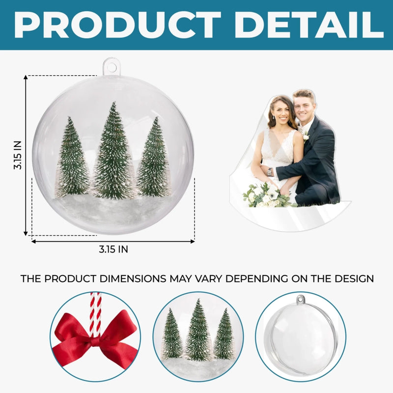Custom Photo 3D Acrylic Ball Ornament - Personalized Anniversary Christmas Wedding Gifts For Husband And Wife, Him And Her - Wedding Dreams In A Snow Globe