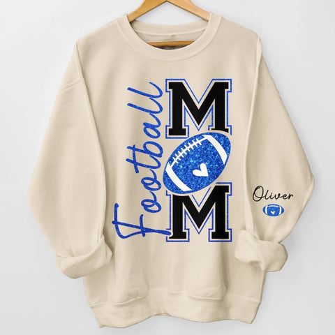 Custom Football Mama Unisex Sweatshirt, Hoodie With Design On Sleeve Personalized Birthday Football Gifts For Mom, Football Lovers, NFL Fans, Sport Lovers - Football Mom Game Day