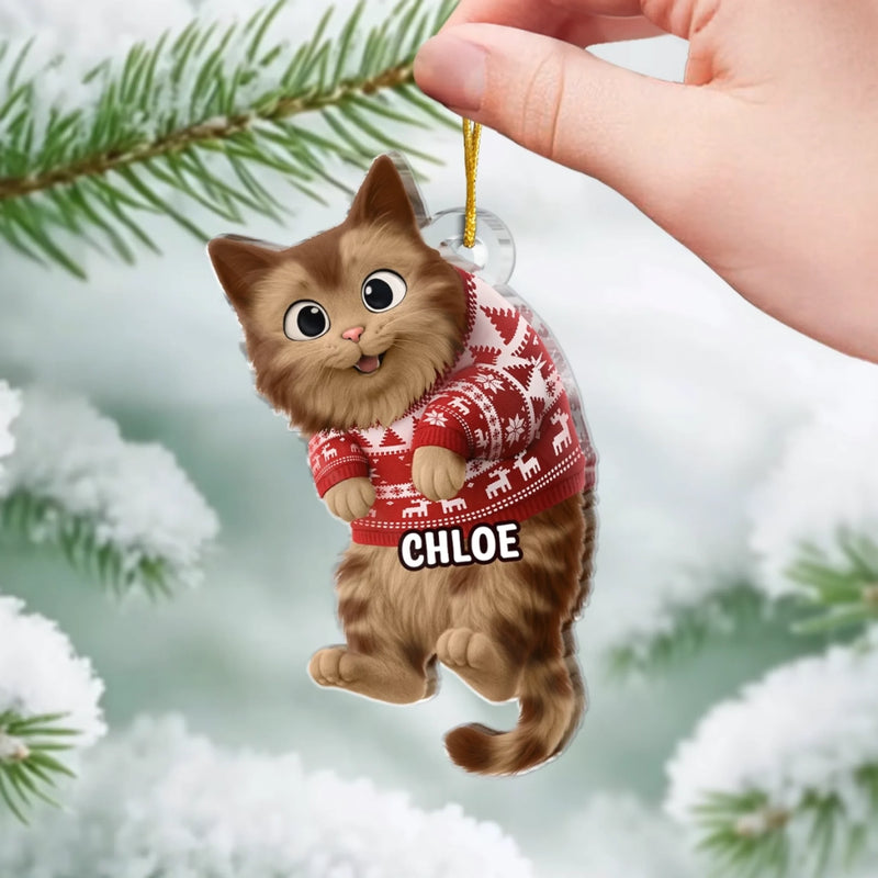 Custom Acrylic Ornament - Personalized Christmas Birthday Gifts For Cat Lovers, Cat Mom And Dad - Cats Make Spirits Bright