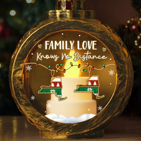 Custom Long Distance Candlelight Lantern Ornament - Personalized Christmas Birthday Gifts For Mom, Dad, Brother, Sister, Kids - Miles Apart Hearts Still Together