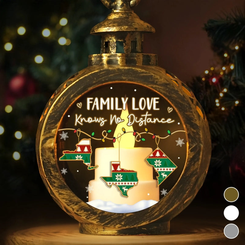 Custom Long Distance Candlelight Lantern Ornament - Personalized Christmas Birthday Gifts For Mom, Dad, Brother, Sister, Kids - Miles Apart Hearts Still Together