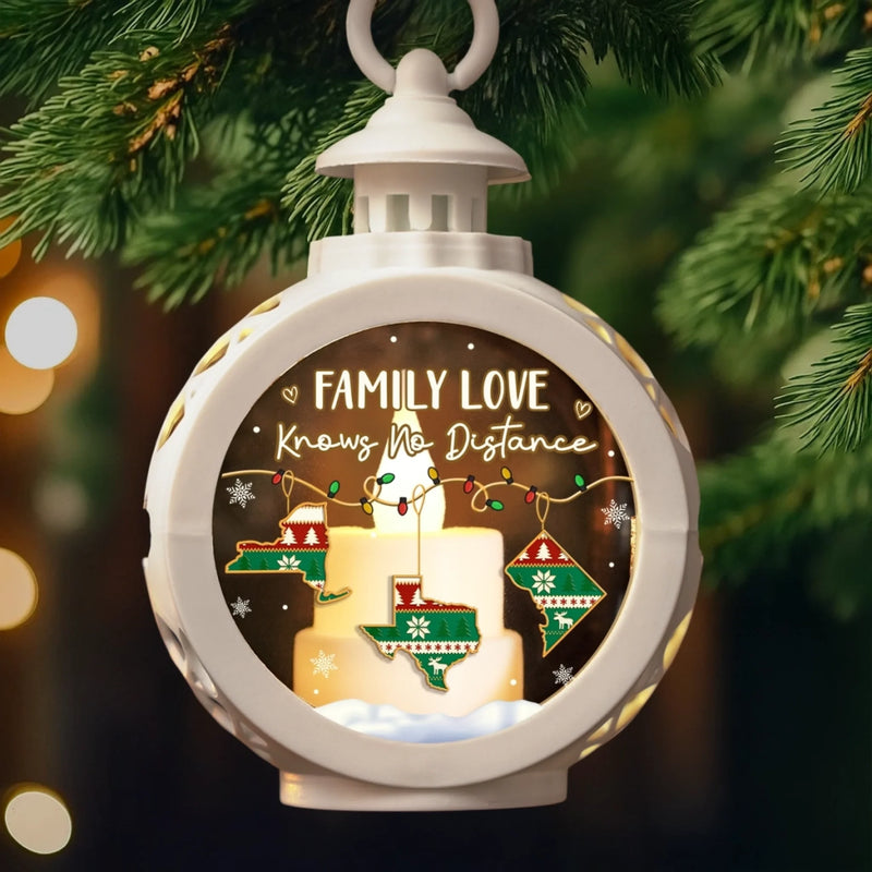 Custom Long Distance Candlelight Lantern Ornament - Personalized Christmas Birthday Gifts For Mom, Dad, Brother, Sister, Kids - Miles Apart Hearts Still Together