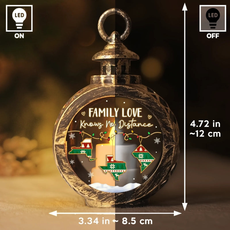 Custom Long Distance Candlelight Lantern Ornament - Personalized Christmas Birthday Gifts For Mom, Dad, Brother, Sister, Kids - Miles Apart Hearts Still Together