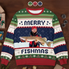 Custom Photo Unisex Ugly Sweatshirt - Personalized Christmas Birthday Fishing Gifts For Fisherman - Merry Fishman