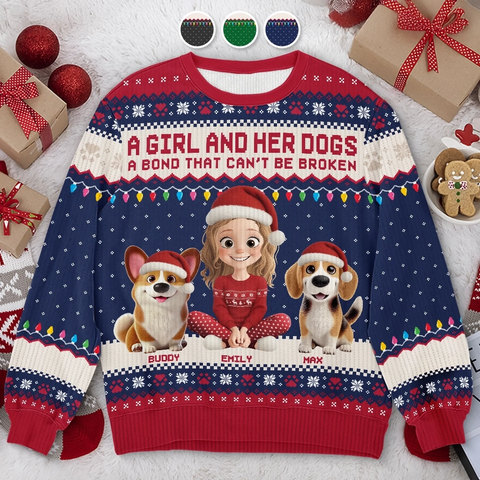 Custom Unisex Ugly Sweatshirt - Personalized  Christmas Birthday Gifts For Dog Lovers, Dog Dad And Mom - Forever My Pawtner In Crime