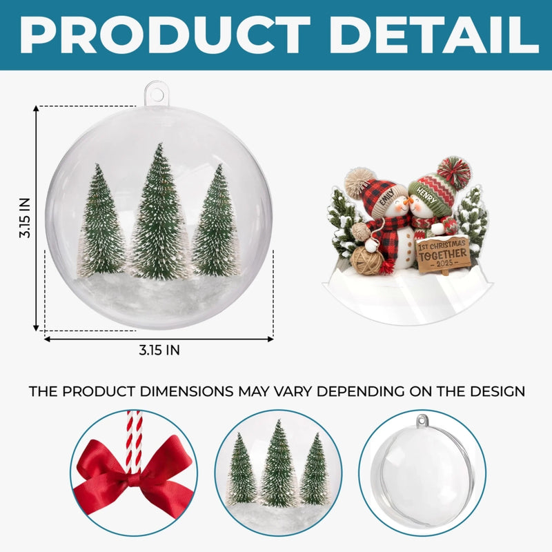 Custom First Christmas 3D Acrylic Ball Ornament - Personalized Anniversary Christmas Wedding Gifts For Husband And Wife, Him And Her - You And Me Forever