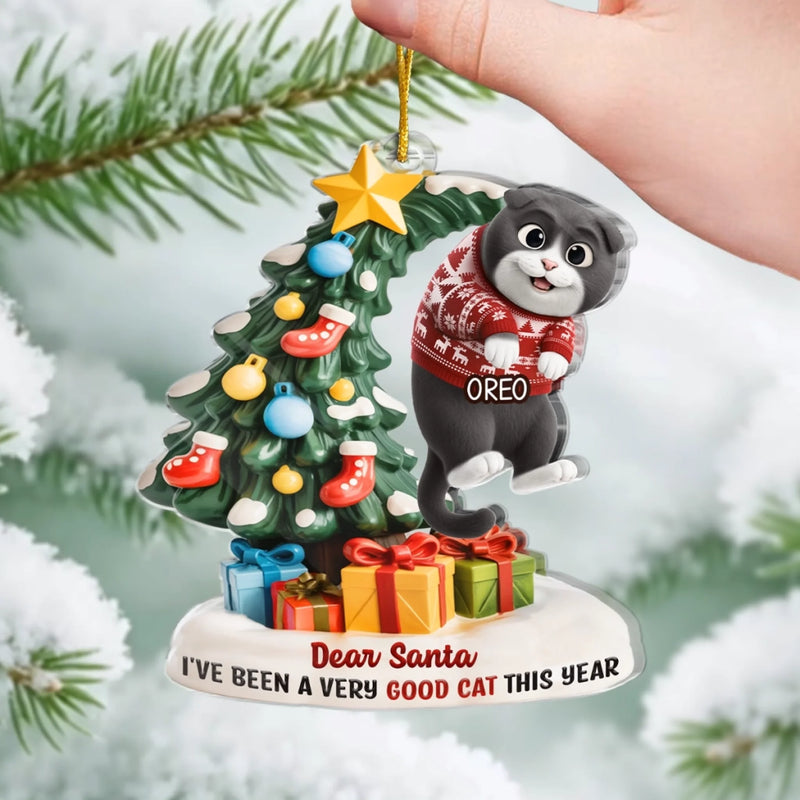 Custom Acrylic Ornament - Personalized Christmas Birthday Gifts For Cat Lovers, Cat Mom And Dad - Santa Claws Is Coming